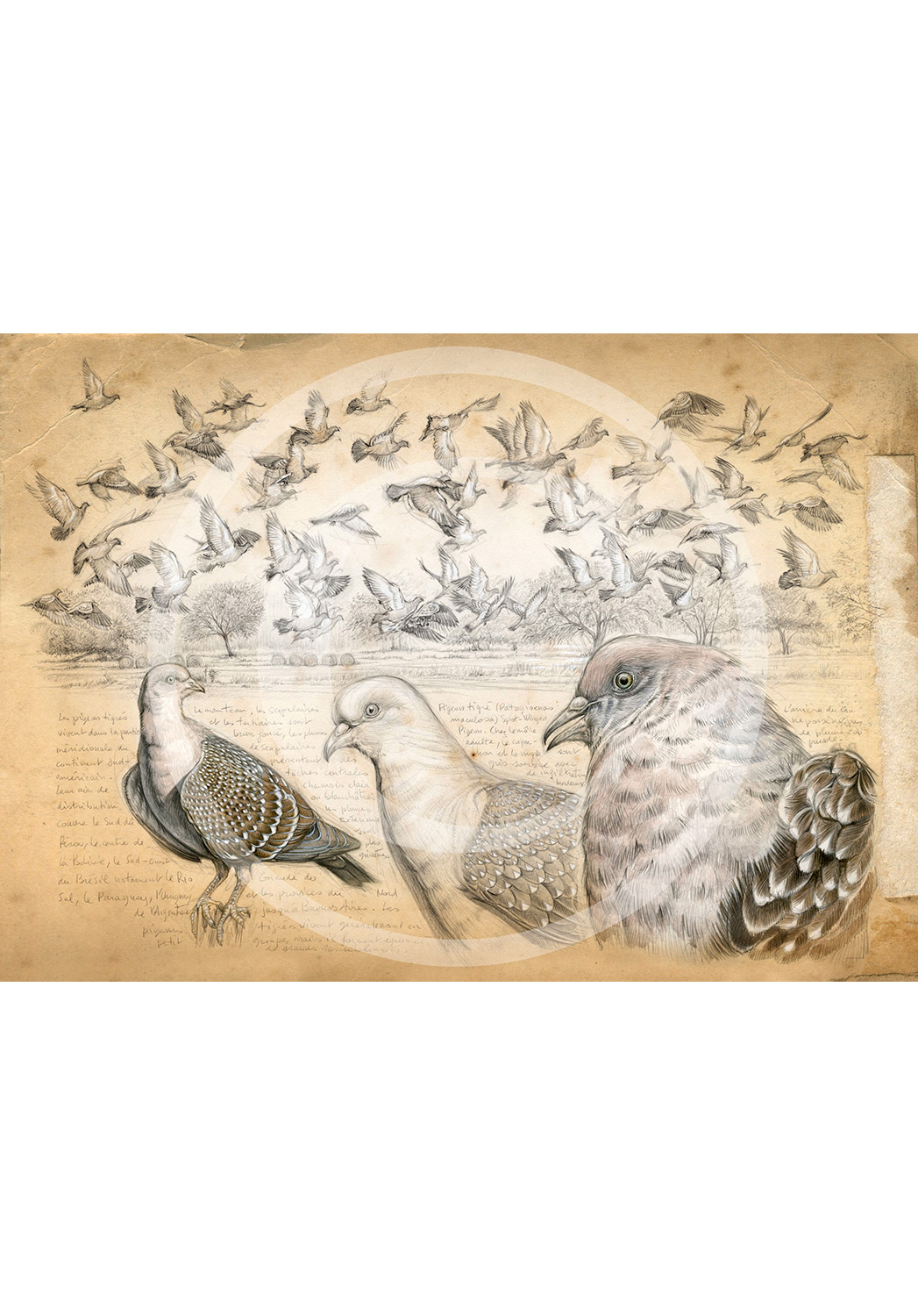 Marcello-art : Épreuves Sur toile 232 - Pigeon tigré