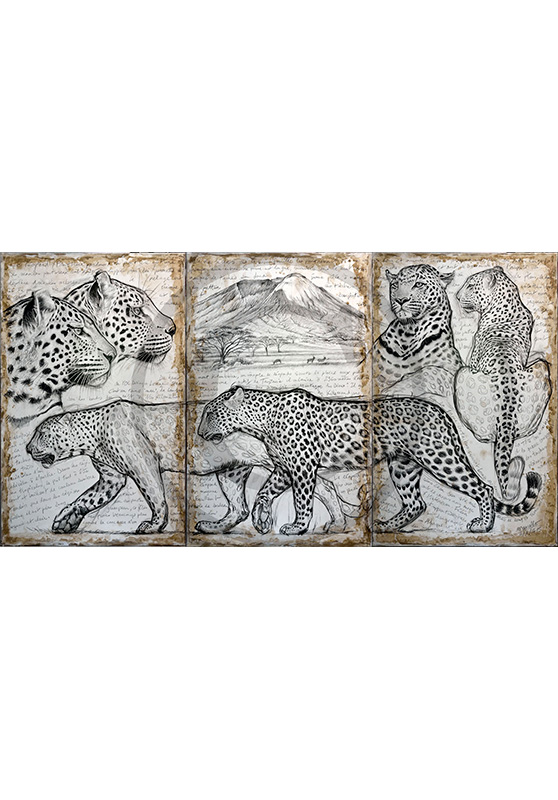 Marcello-art : Faune africaine 296 - Triptyque léopards kitumbeine
