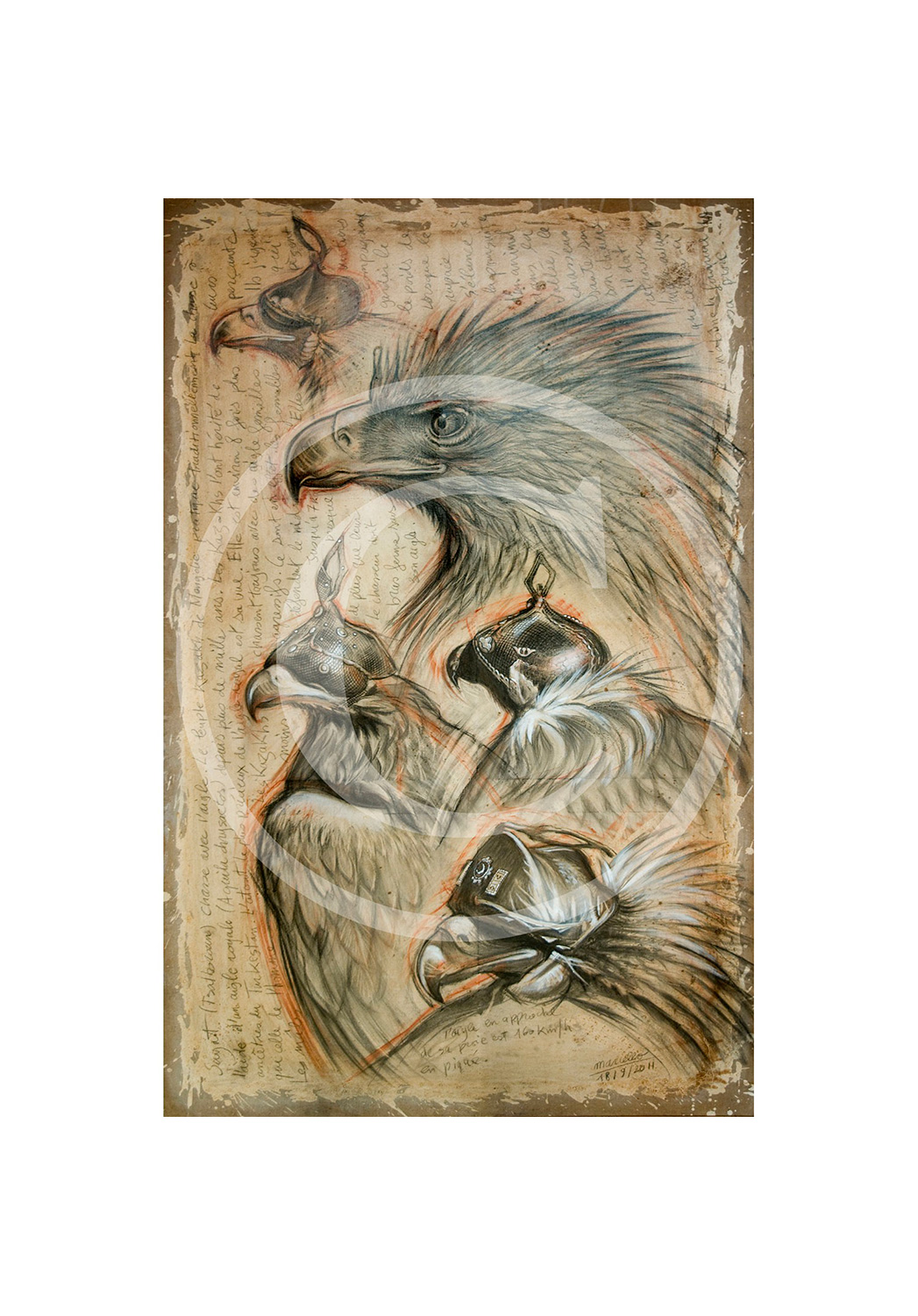 Marcello-art : Originaux sur toile 105 - Sayat, chasse à l'aigle