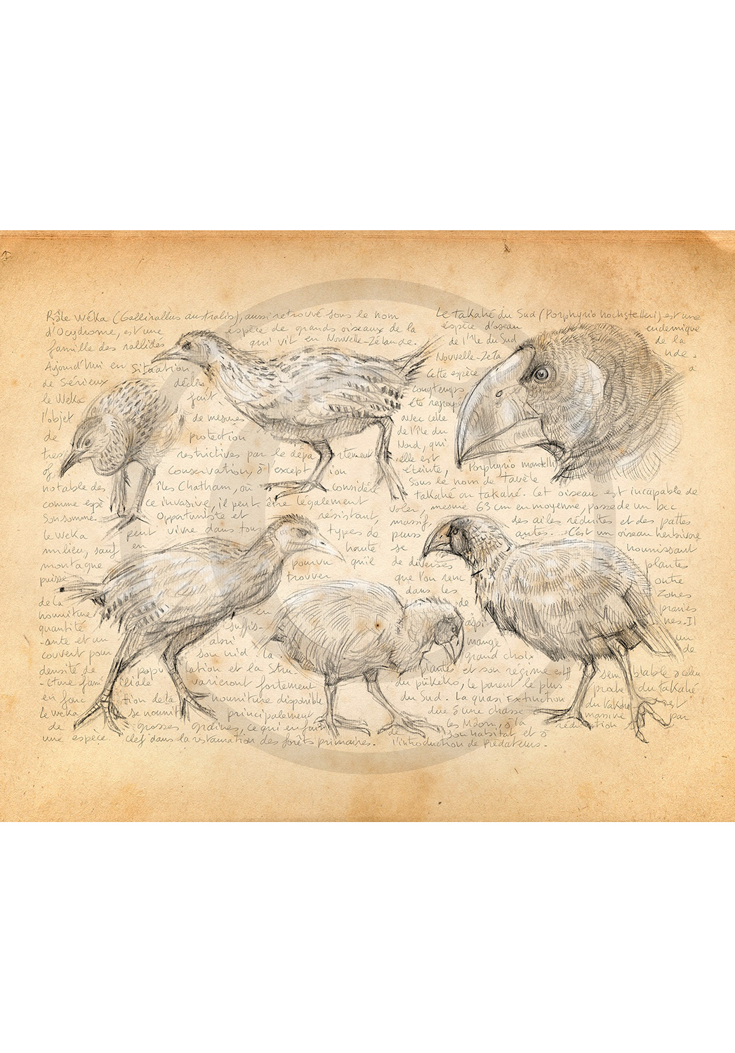 Marcello-art: Ornithology 378 - Weka and takahé
