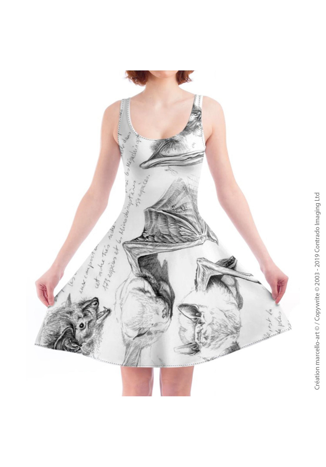 Marcello-art: Dresses Skater dress 31 Pipistrelle - white