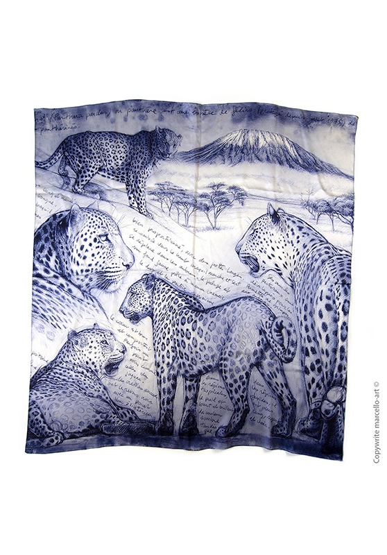 Marcello-art: Rectangular Rectangular scarve 252 Twilight leopard