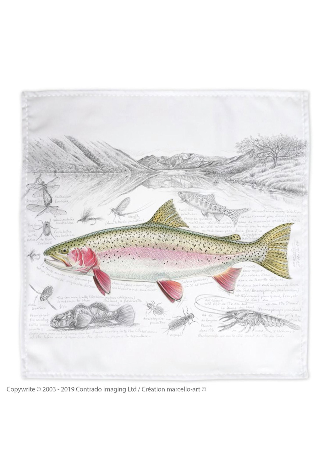 Marcello-art: Bandana Bandana 373 Rainbow trout - white