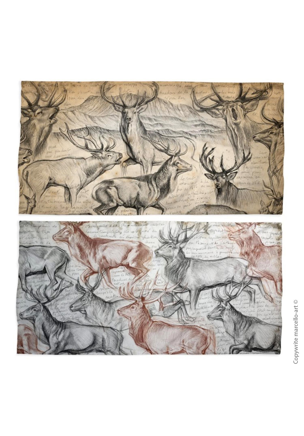Marcello-art: Tube scarf Tube Scarf 295 - 297 Deer slab - The last herd