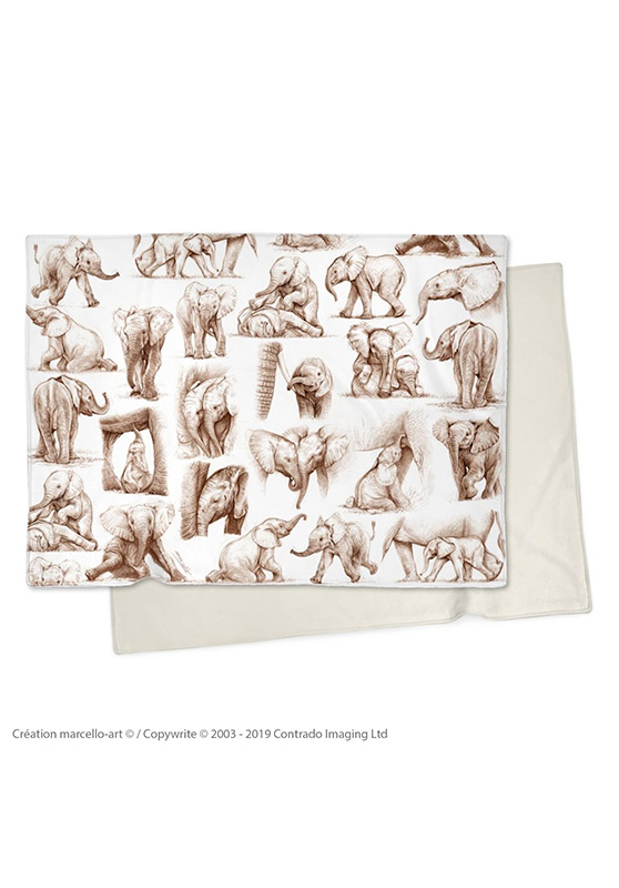 Marcello-art : Plaid Plaid 392 Patchwork éléphanteaux sépia