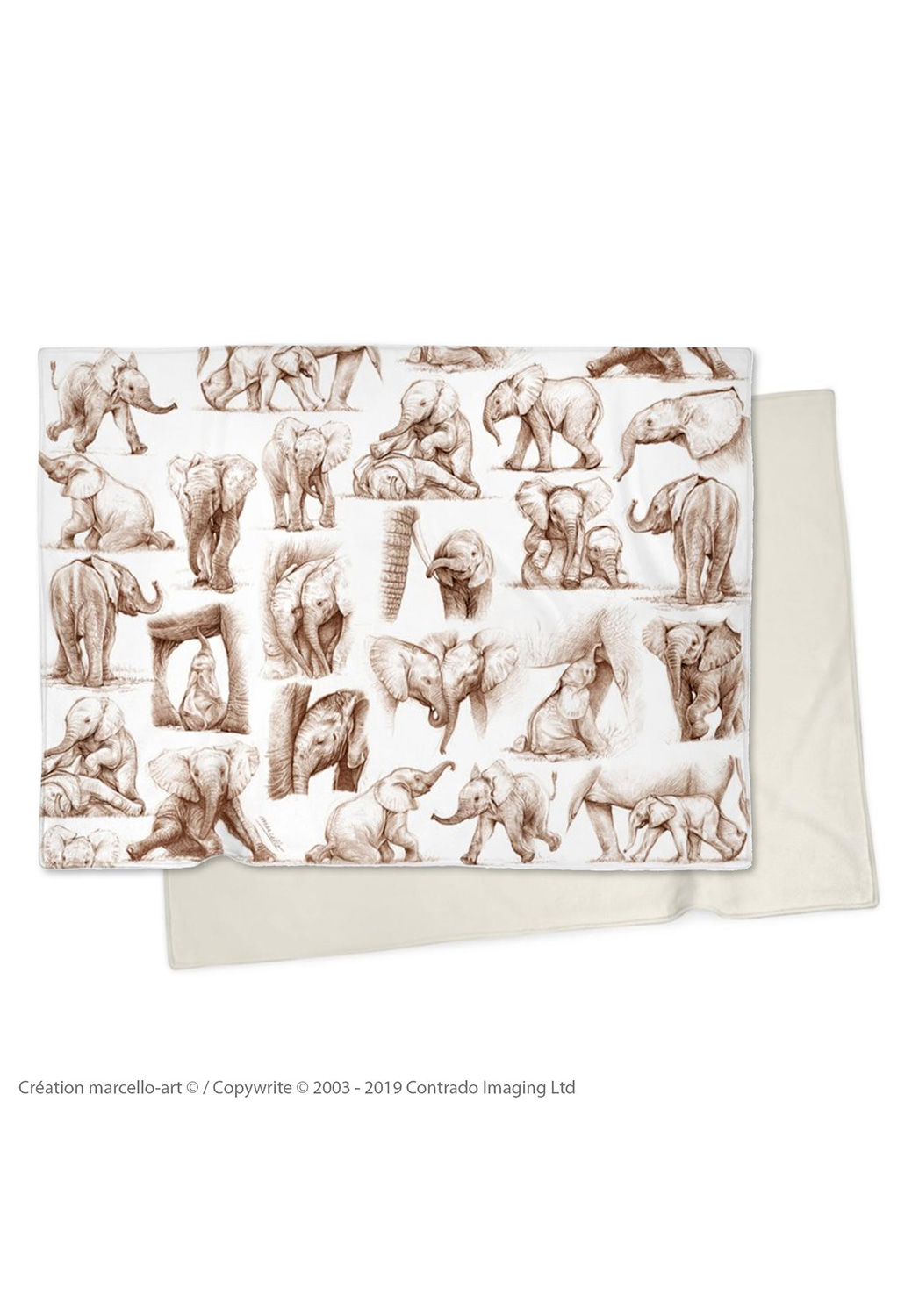Marcello-art: Plaid Plaid 392 Patchwork elephants - sépia