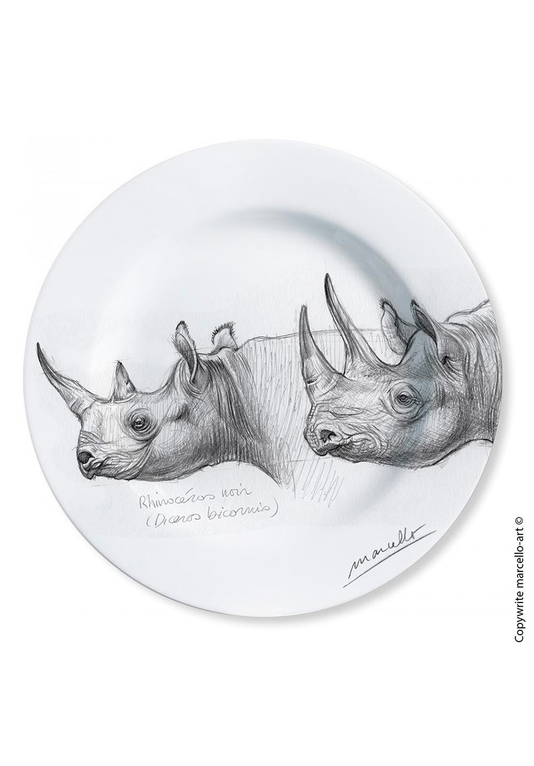 Marcello-art : Assiettes de décoration Assiette décorative 179 Rhinocéros noir