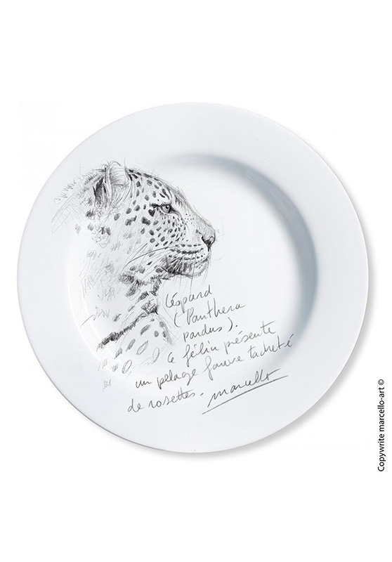 Marcello-art : Assiettes de décoration Assiette décorative 180 Tête léopard - noir