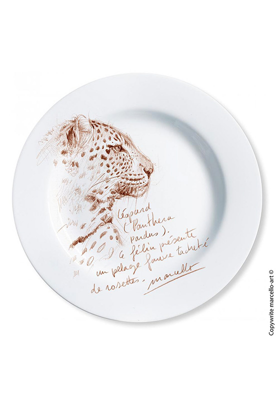 Marcello-art : Assiettes de décoration Assiette décorative 180 Tête léopard - sépia