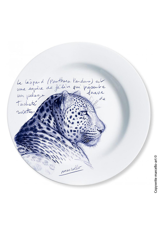 Marcello-art : Assiettes de décoration Assiette décorative 252 Tête léopard crépuscule
