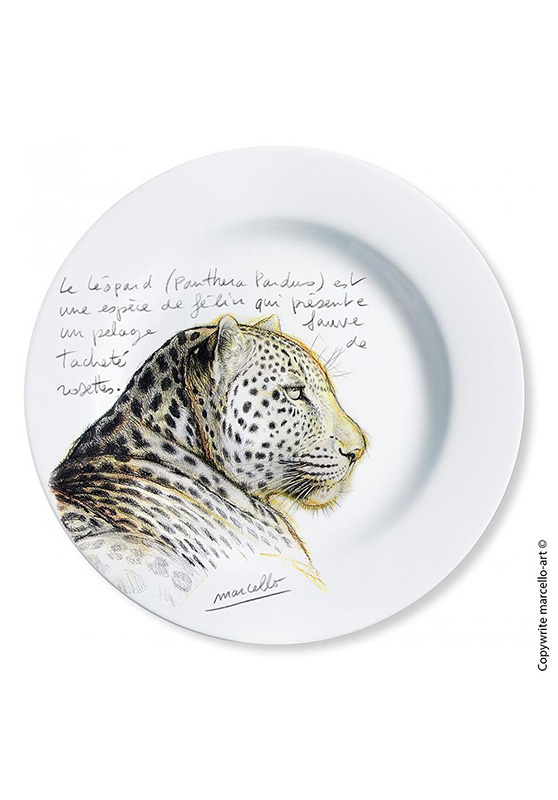 Marcello-art : Assiettes de décoration Assiette décorative 252 Tête léopard dorée