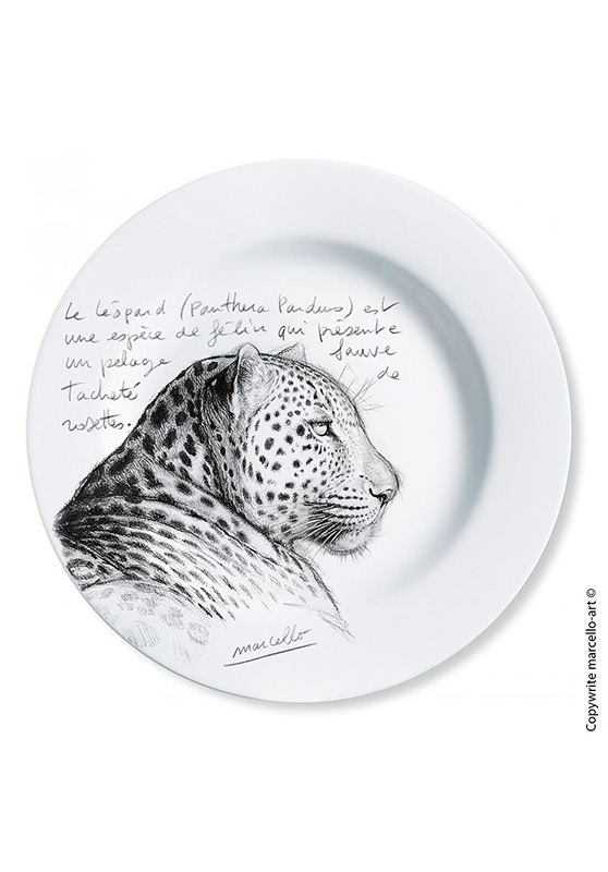 Marcello-art : Assiettes de décoration Assiette décorative 252 Tête léopard - noir