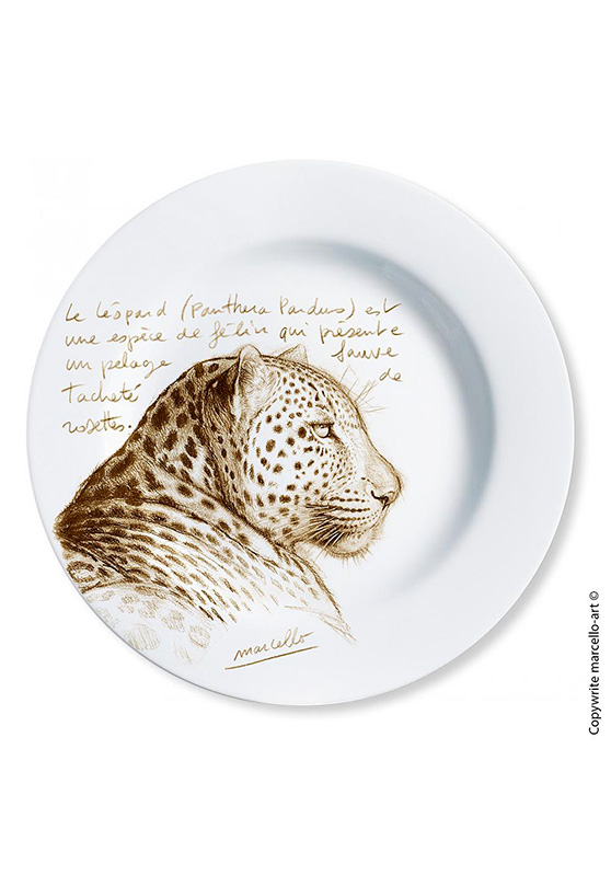 Marcello-art : Assiettes de décoration Assiette décorative 252 Tête léopard - sépia
