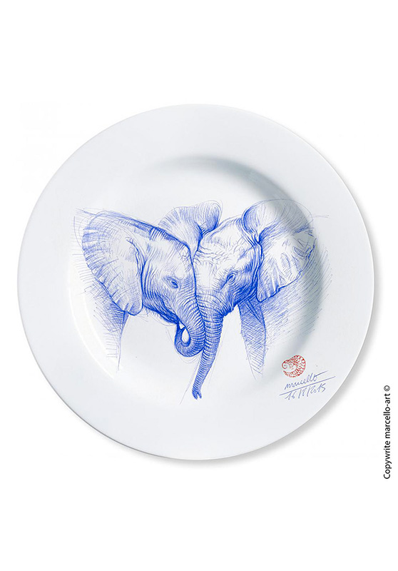 Marcello-art: Decorating Plates Decoration plates 313 Baby elephant ballpoint pen