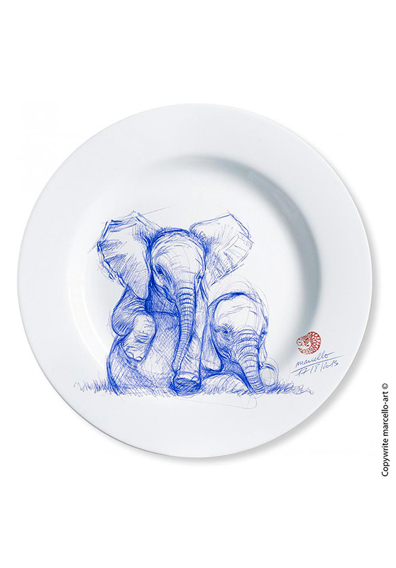 Marcello-art: Decorating Plates Decoration plates 315 Baby elephant ballpoint pen