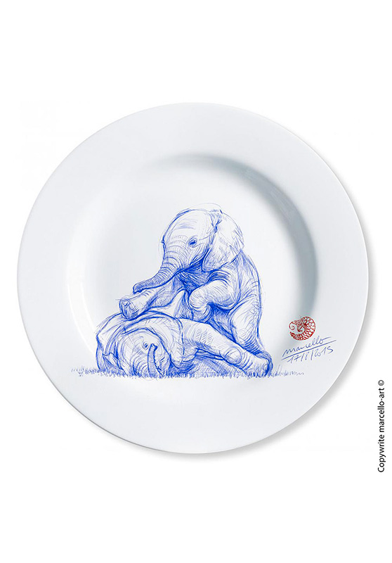 Marcello-art: Decorating Plates Decoration plates 316 Baby elephant ballpoint pen