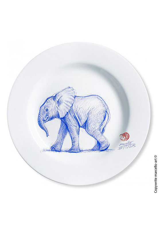 Marcello-art: Decorating Plates Decoration plates 317 Baby elephant ballpoint pen