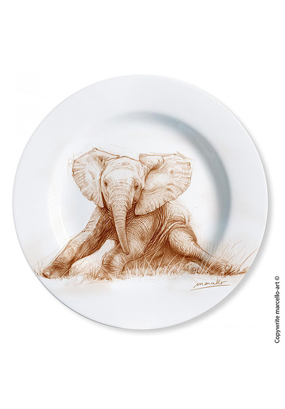 Marcello-art: Decorating Plates Decoration plates 324 Baby elephant red ground