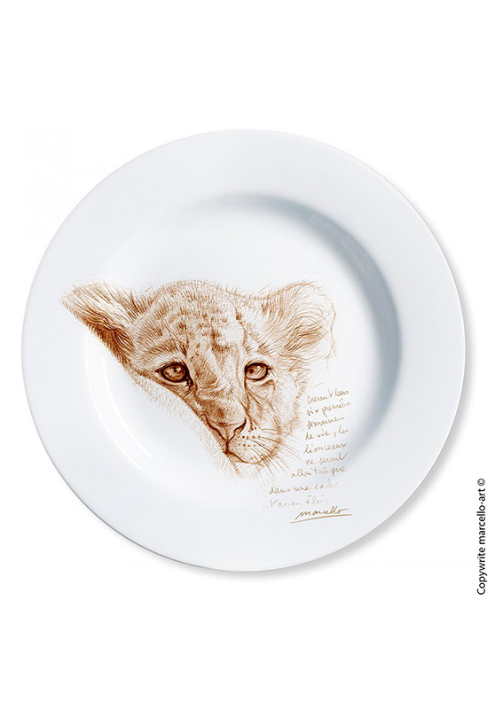 Marcello-art : Assiettes de décoration Assiette décorative 330 Lionceaux sépia