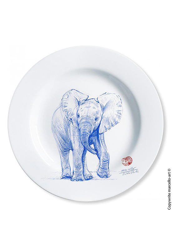 Marcello-art: Decorating Plates Decoration plates 352 Baby elephant ballpoint pen