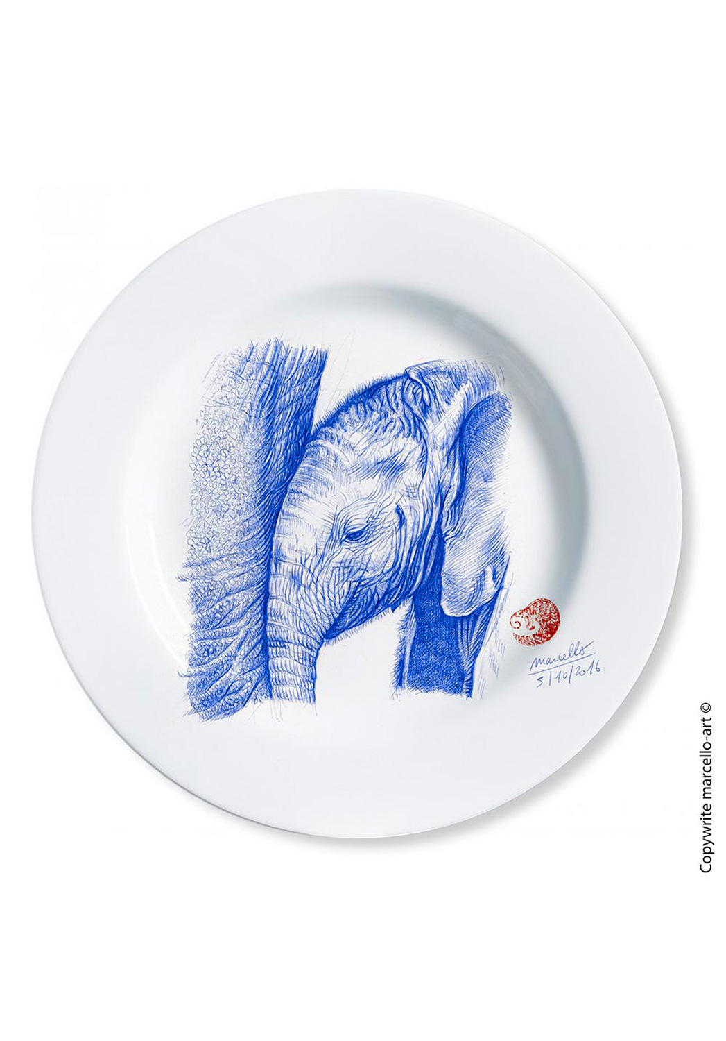 Marcello-art : Assiettes de décoration Assiette décorative 356 Eléphanteau Bic