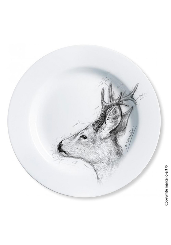 Marcello-art: Decorating Plates Decoration plates 110 Roe deer - black