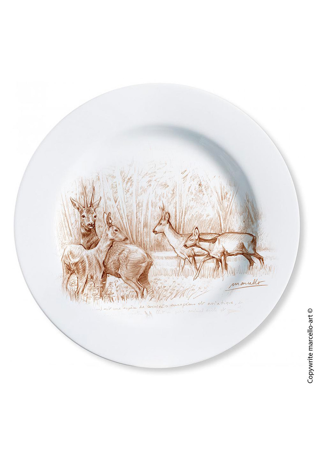 Marcello-art: Decorating Plates Decoration plates 270 Roe deer - sépia