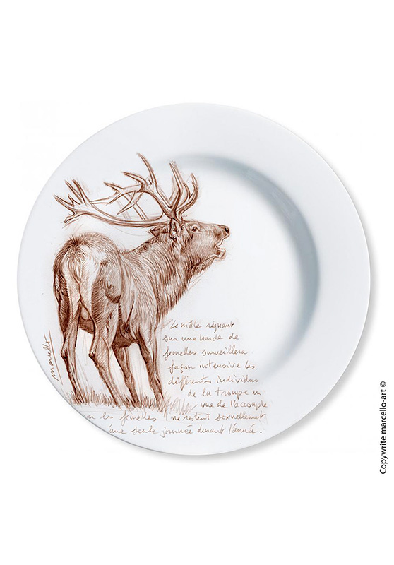 Marcello-art: Decorating Plates Decoration plates 271 B Deer slab - sépia