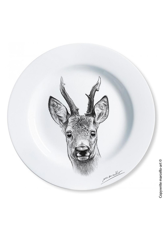 Marcello-art: Decorating Plates Decoration plates 280 Roe deer - black