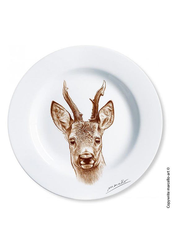 Marcello-art: Decorating Plates Decoration plates 280 Roe deer - sépia