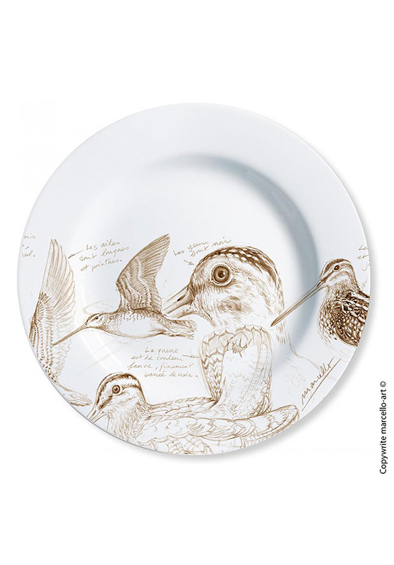 Marcello-art: Decorating Plates Decoration plates 12 Snipe - sépia