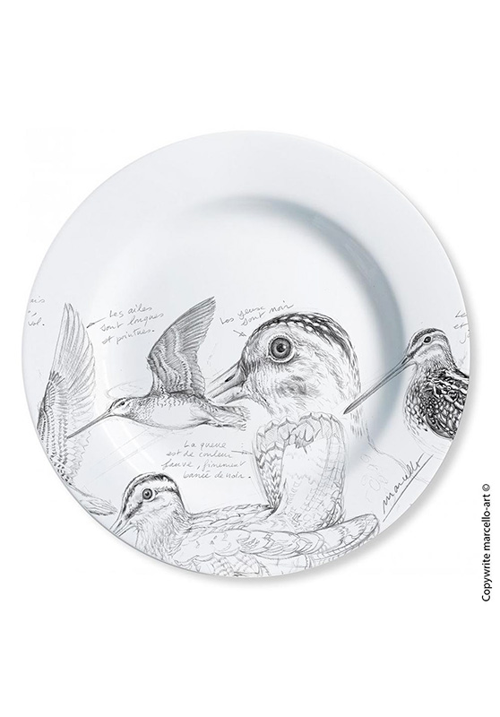 Marcello-art: Decorating Plates Decoration plates 12 Snipe - noir