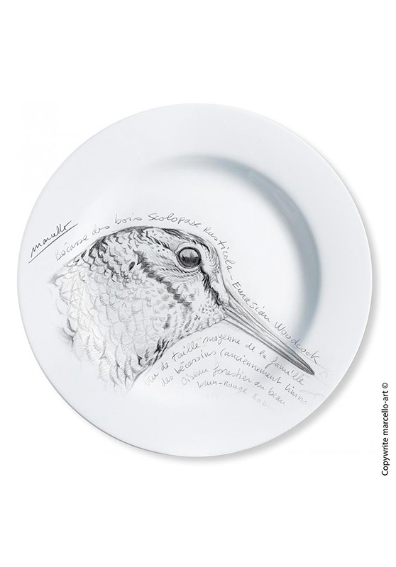 Marcello-art: Decorating Plates Decoration plates 50 Woodcock - black