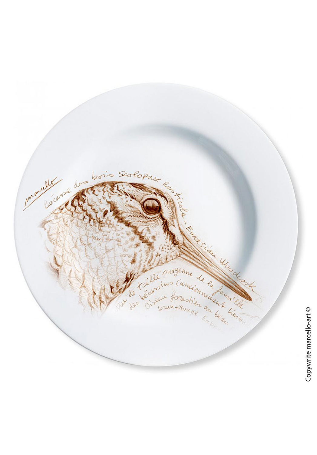 Marcello-art: Decorating Plates Decoration plates 50 Woodcock - sépia
