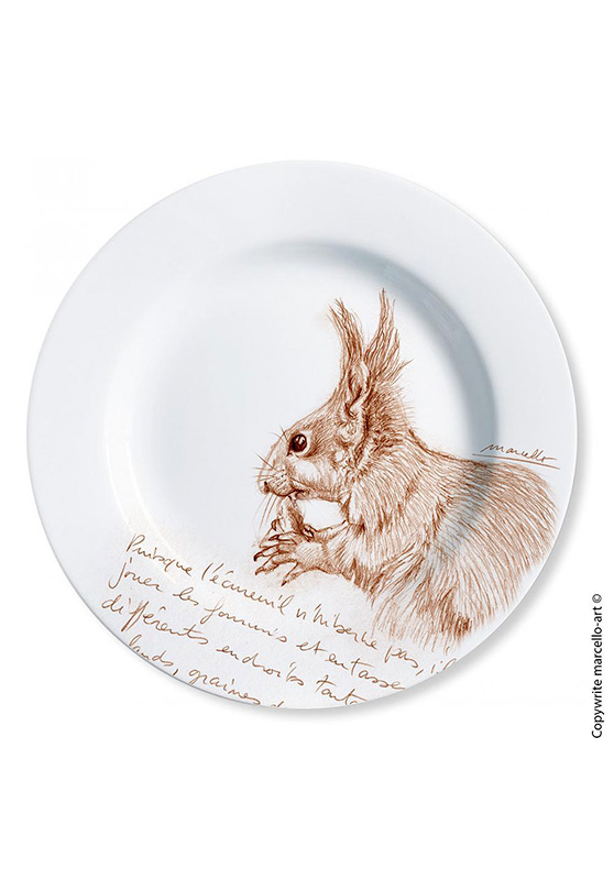 Marcello-art : Assiettes de décoration Assiette décorative 29 Écureuil roux - sépia