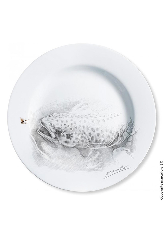Marcello-art: Decorating Plates Decoration plates 46 Trout of the Gaves