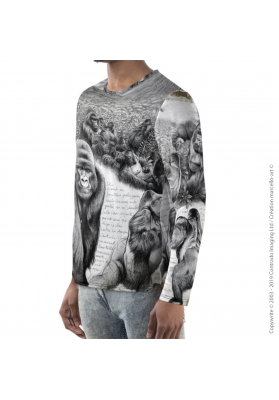 Marcello-art : Pour hommes T-Shirt manches longues 301 Gorille Virunga