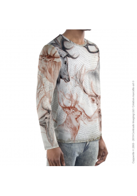 Marcello-art : Pour hommes T-Shirt manches longues 278 Cerf Elaphe