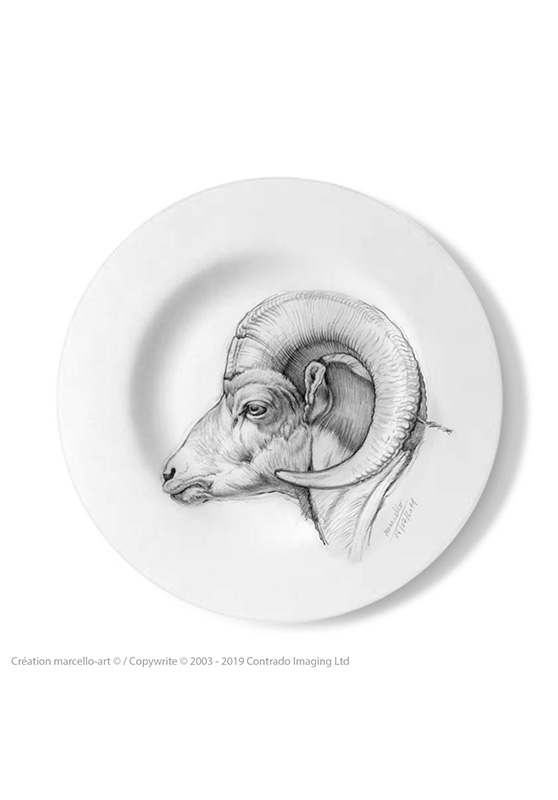 Marcello-art : Assiettes de décoration Assiette décorative 51 mouflon Bighorn