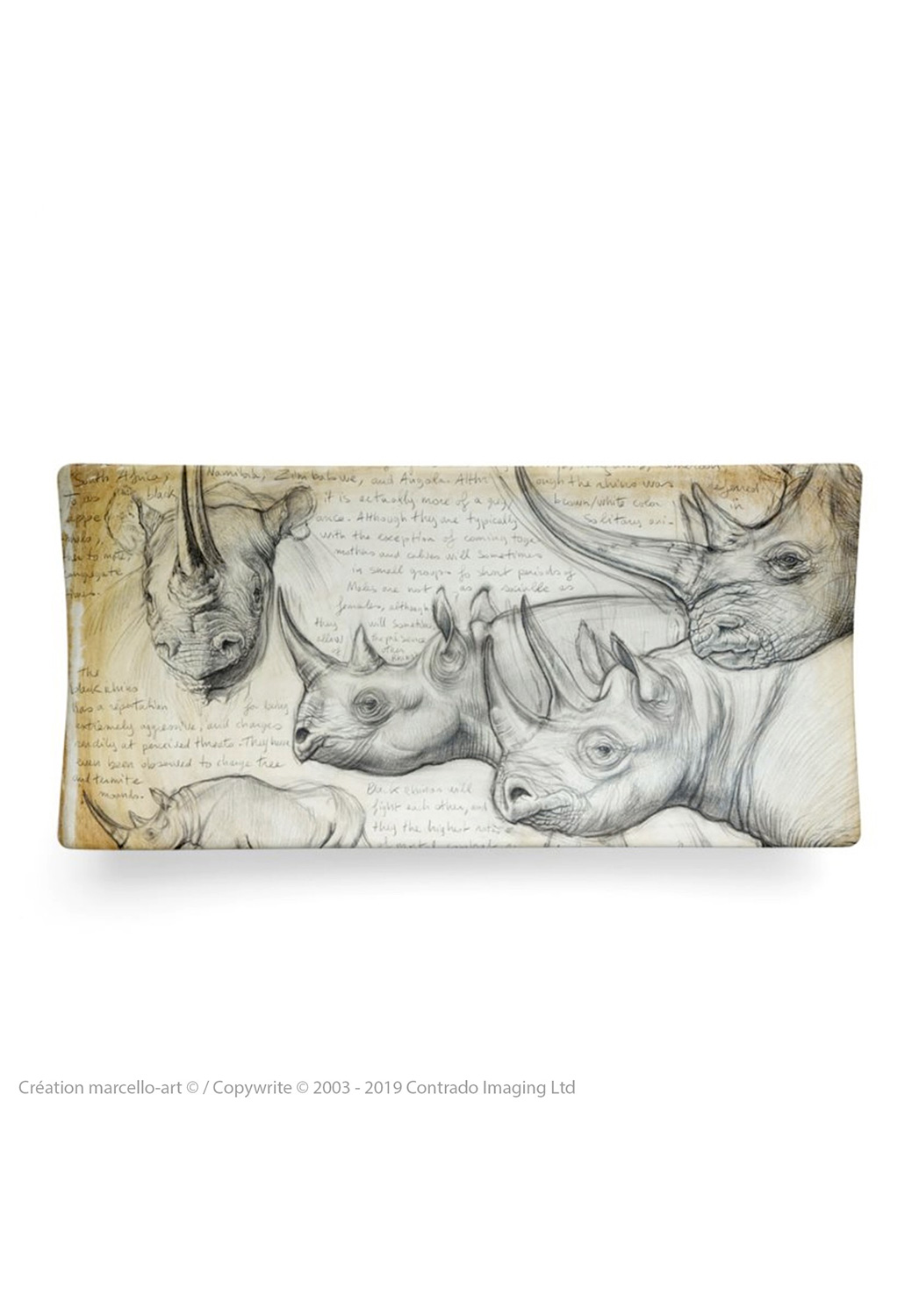 Marcello-art: Rectangular plates Rectangular plate 176 black rhino