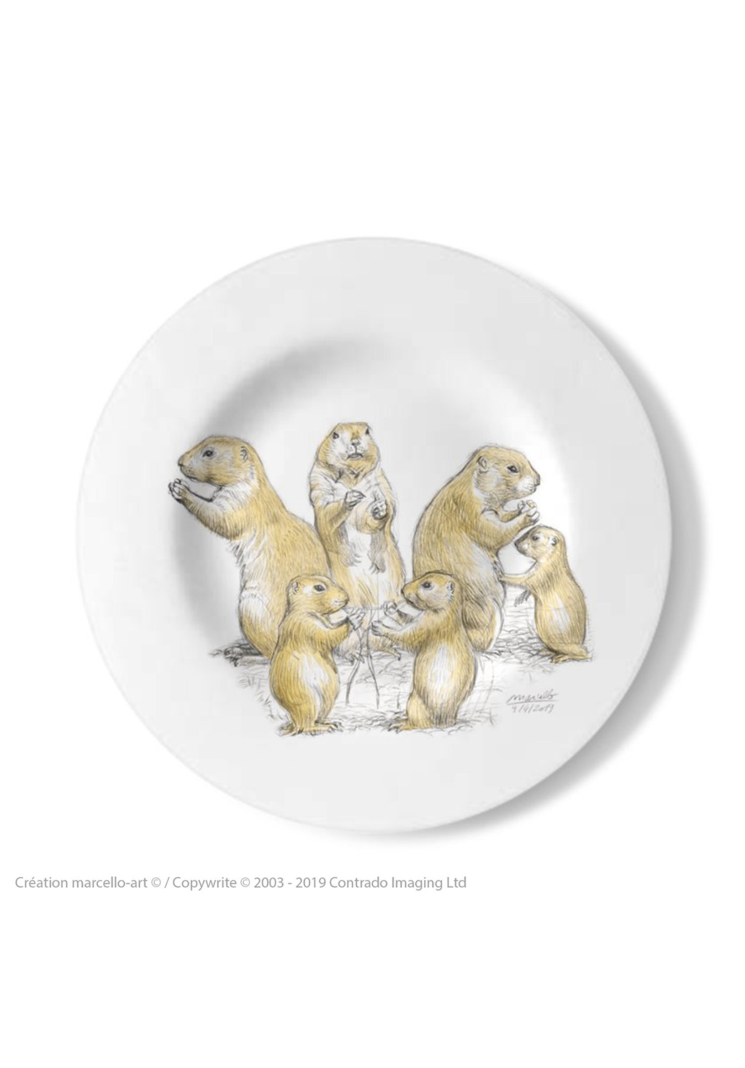 Marcello-art : Assiettes de décoration Assiette décorative 393 chien de prairie