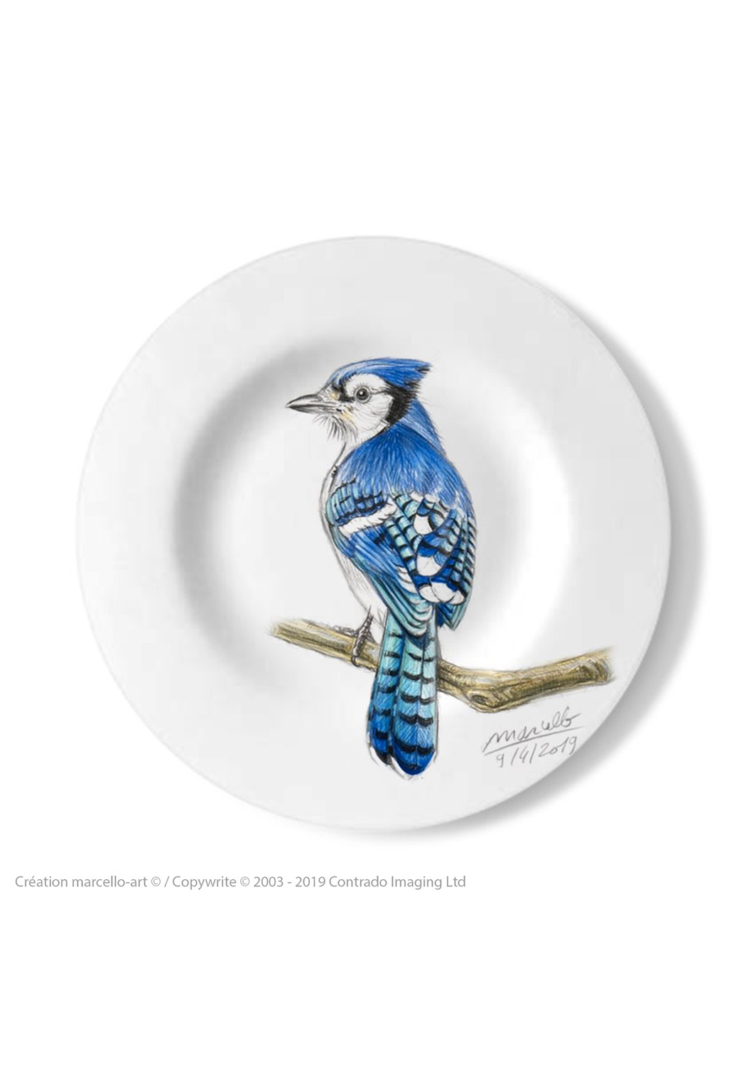 Marcello-art : Assiettes de décoration Assiette décorative 393 geai bleu