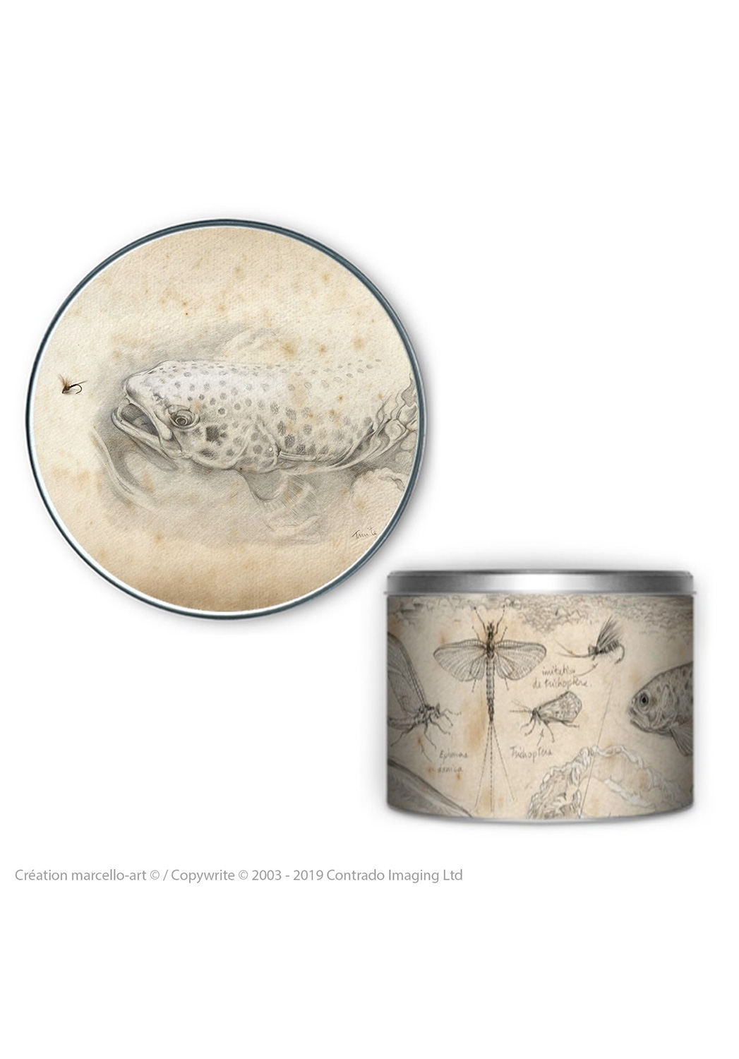 Marcello-art : Accessoires de décoration Boîte à biscuits ronde 46 truite des gaves