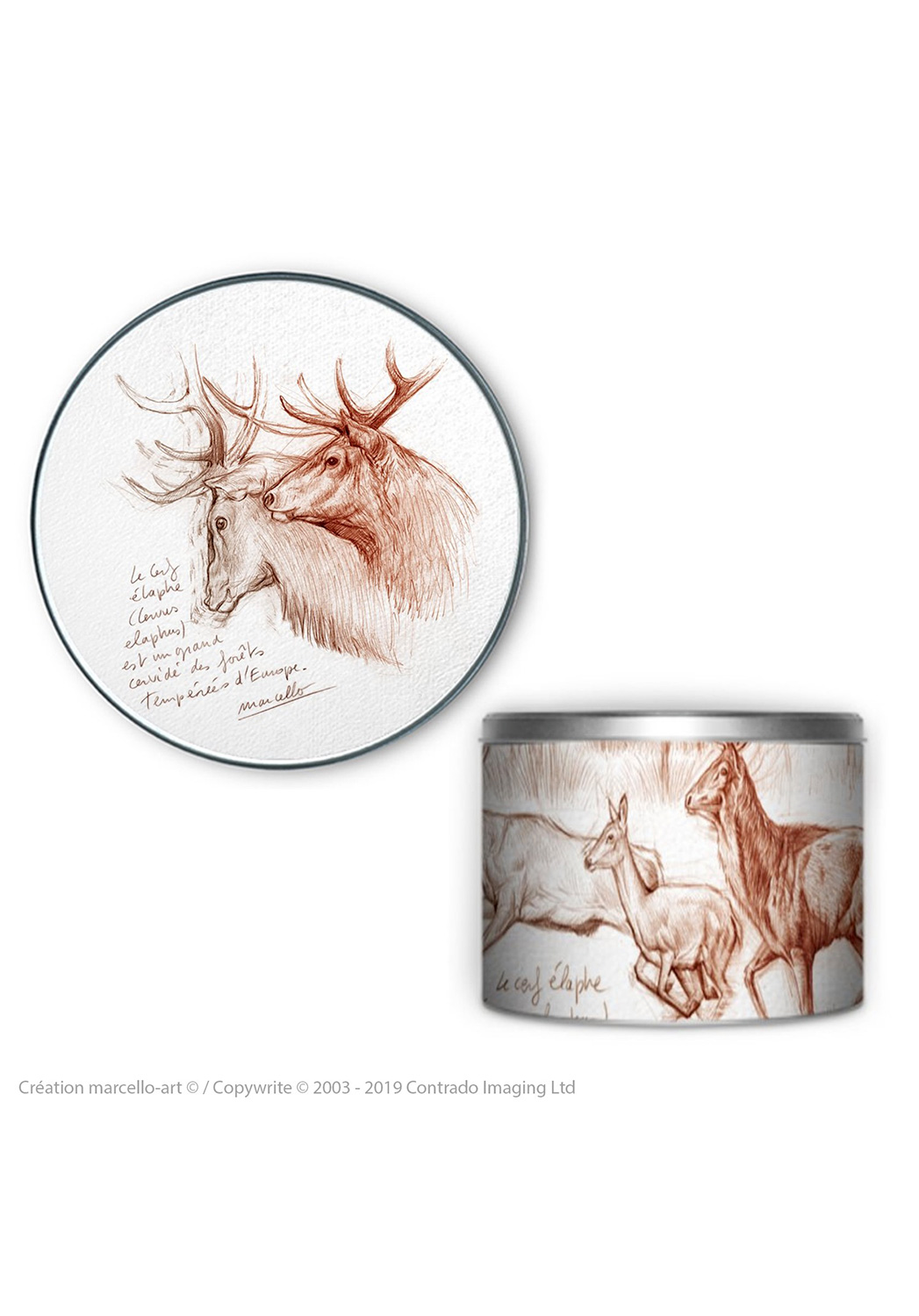 Marcello-art: Decoration accessoiries Round biscuit box 52 red deer