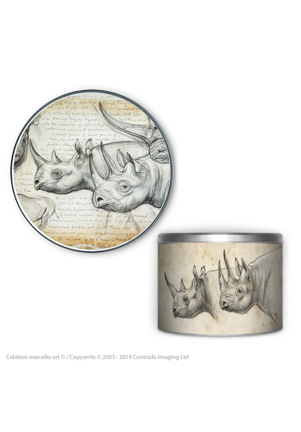 Marcello-art: Decoration accessoiries Round biscuit box 176 black rhino