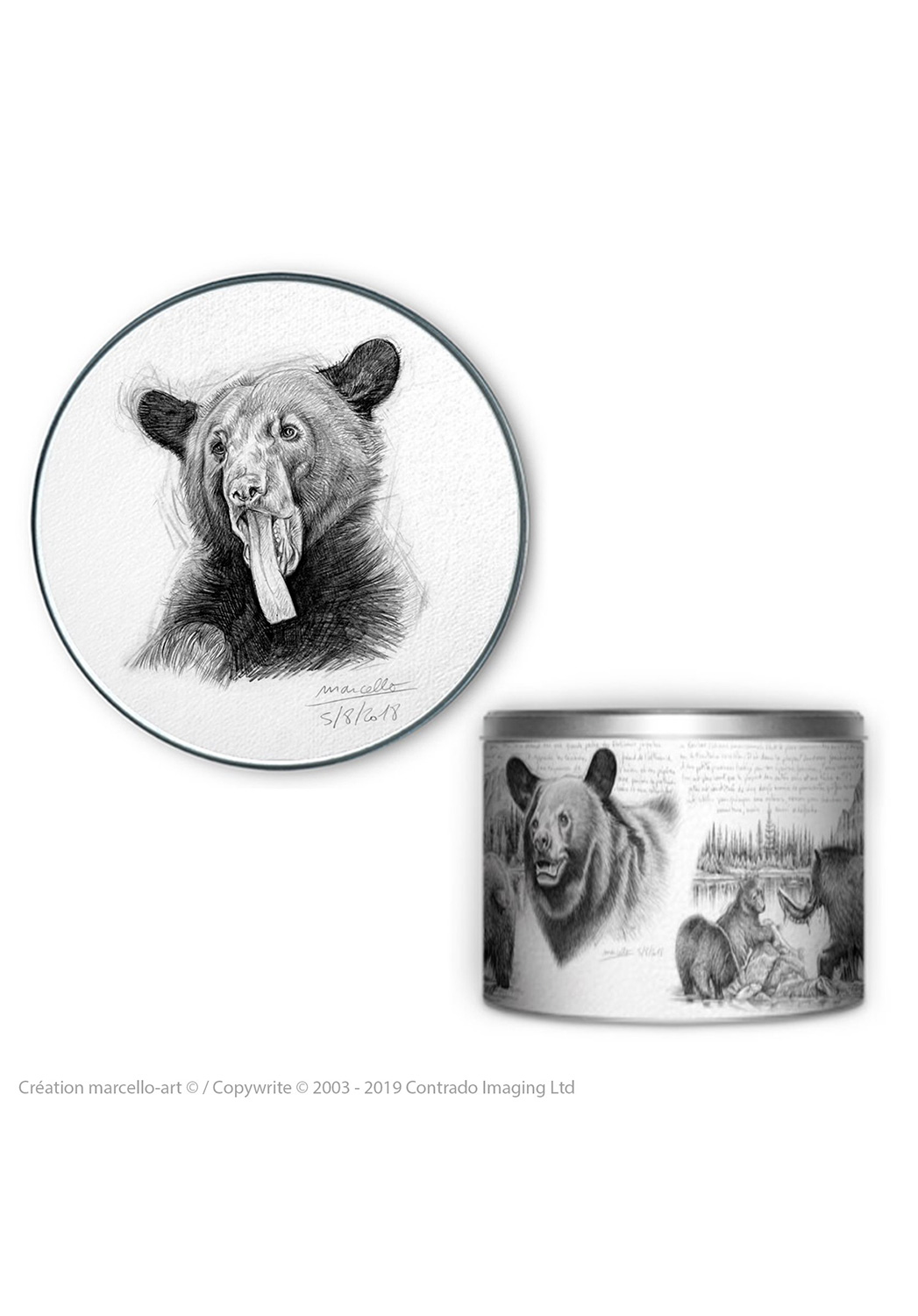 Marcello-art : Accessoires de décoration Boîte à biscuits ronde 382 ours noir