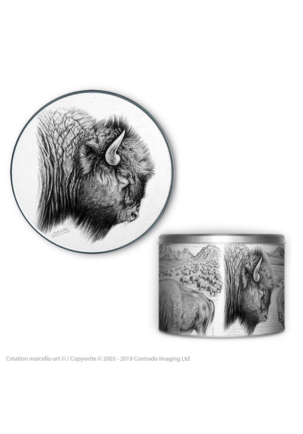 Marcello-art : Accessoires de décoration Boîte à biscuits ronde 390 bison