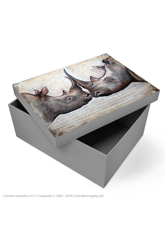 Marcello-art : Accessoires de décoration Boîte à souvenirs 106 rhino kiss