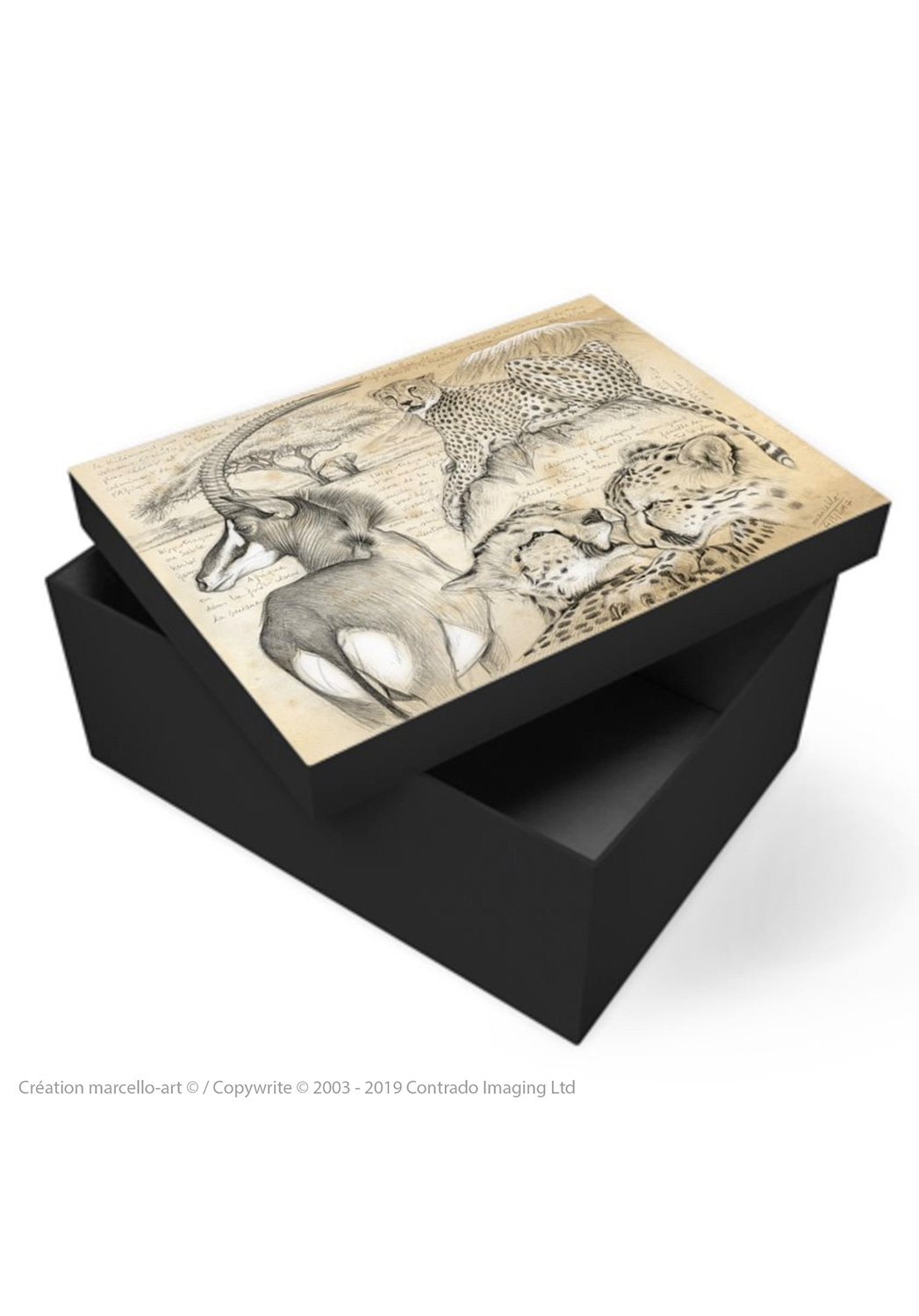 Marcello-art : Accessoires de décoration Boîte à souvenirs 363 guépards antilope sable