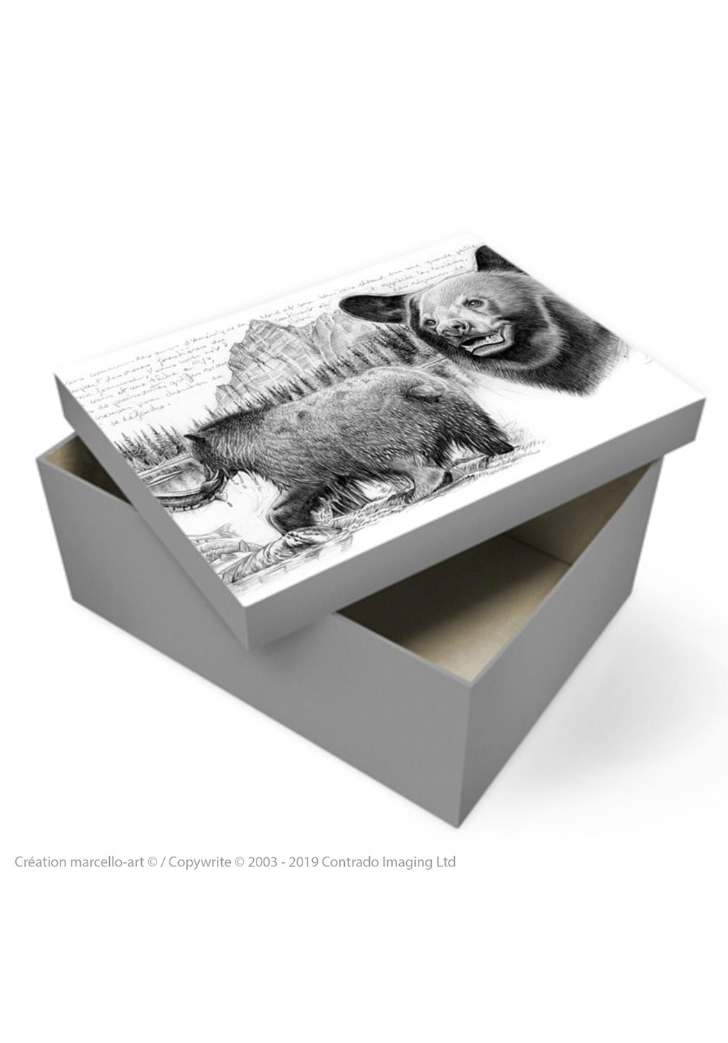 Marcello-art : Accessoires de décoration Boîte à souvenirs 382 ours noir